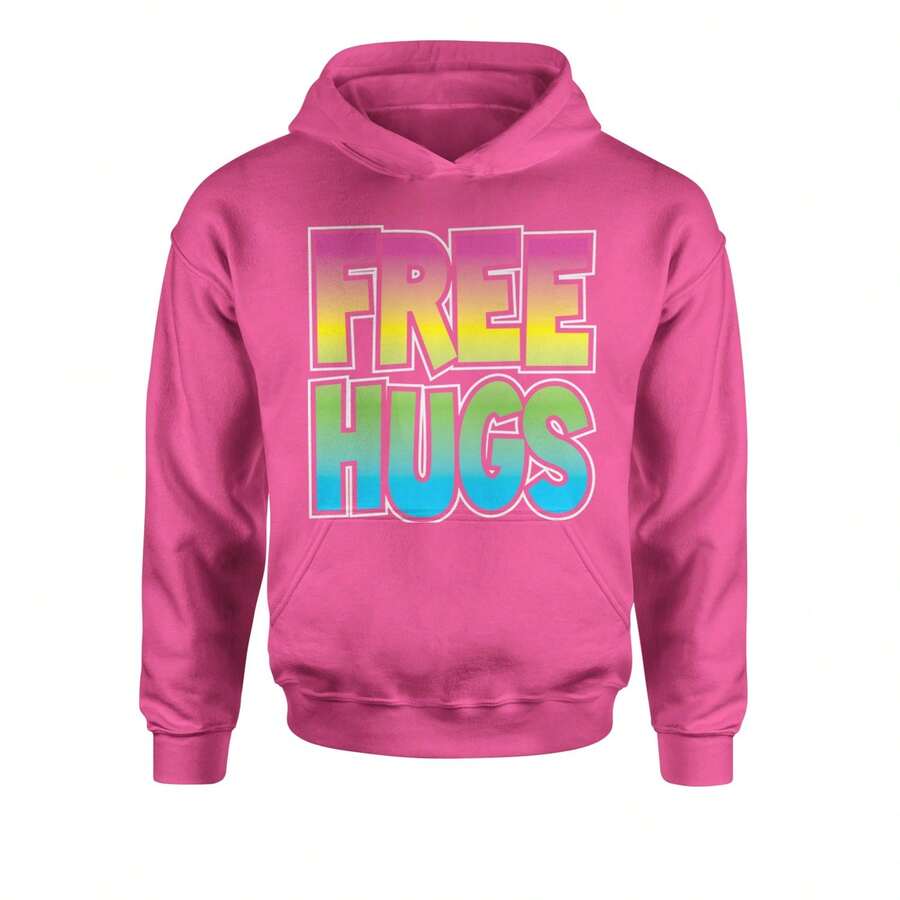 Free Hugs Youth-Sized Hoodie - Hot Pink - View 1