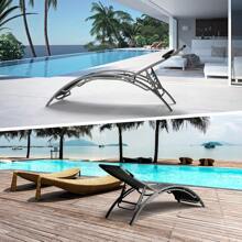 Aluminum Alloy Sun Lounger Set - 2-Piece Adjustable Outdoor Lounge Chairs For Patio, Beach, And Pool - Lightweight, Durable, All-Weather Design - Black - View 6