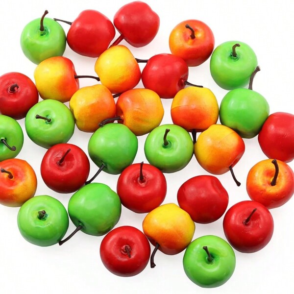 10pcs Mini Artificial Apples,Red Geen Pink Plastic Fake Apples, Perfect For Kitchen Decor, Tabletop Faux Vegetable Accents, Indoor Party Decorations