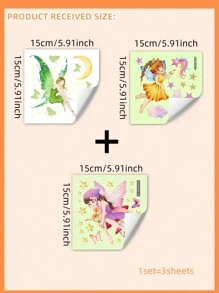 1 套夜光仙女月亮蝴蝶星星开关墙贴家居装饰、贴纸、墙贴花、家居装饰乙烯基贴花、春季装饰品让您的家焕然一新、Rama 装饰贴纸 E-I-D - 彩色 - 查看 14