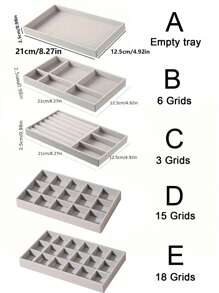 1/4pcs Jewelry Storage Box Tray With Drawers, Compartments For Earrings Rings Necklaces Display, Makeup Vanity Organizer,For Holiday Beach, Bathroom Collection, Bedroom Collection, Large Capacity - Grey - View 19