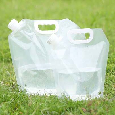 Portable Foldable Water Container Bag - Transparent Plastic Water Canister, Suitable For Outdoor Adventure And Emergency Preparation - Collapsible And Foldable Water Bag, Suitable For Hiking, Picnic, BBQ, Etc. - Convenient And Easy To Carry