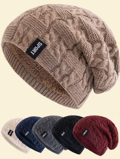 JZML 1 件男女通用运动字母刺绣保暖针织帽万圣节秋季服装