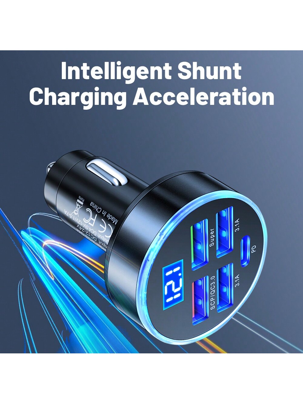 شاحن سيارة فائق السرعة 250 واط – 5 منافذ شحن – أسو...