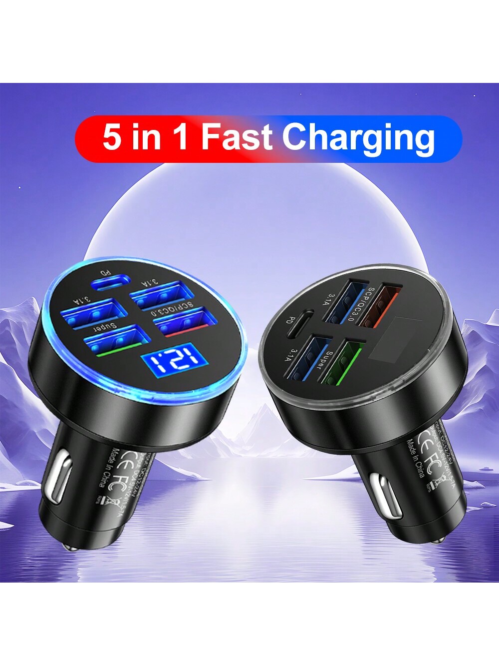 شاحن سيارة فائق السرعة 250 واط – 5 منافذ شحن – أسو...