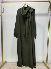 Breathable Soft Viscose Abaya With Matching Hijab, Floral Print Modest Muslim Kaftan With Flounce Cuffs - Multicolor - View 10