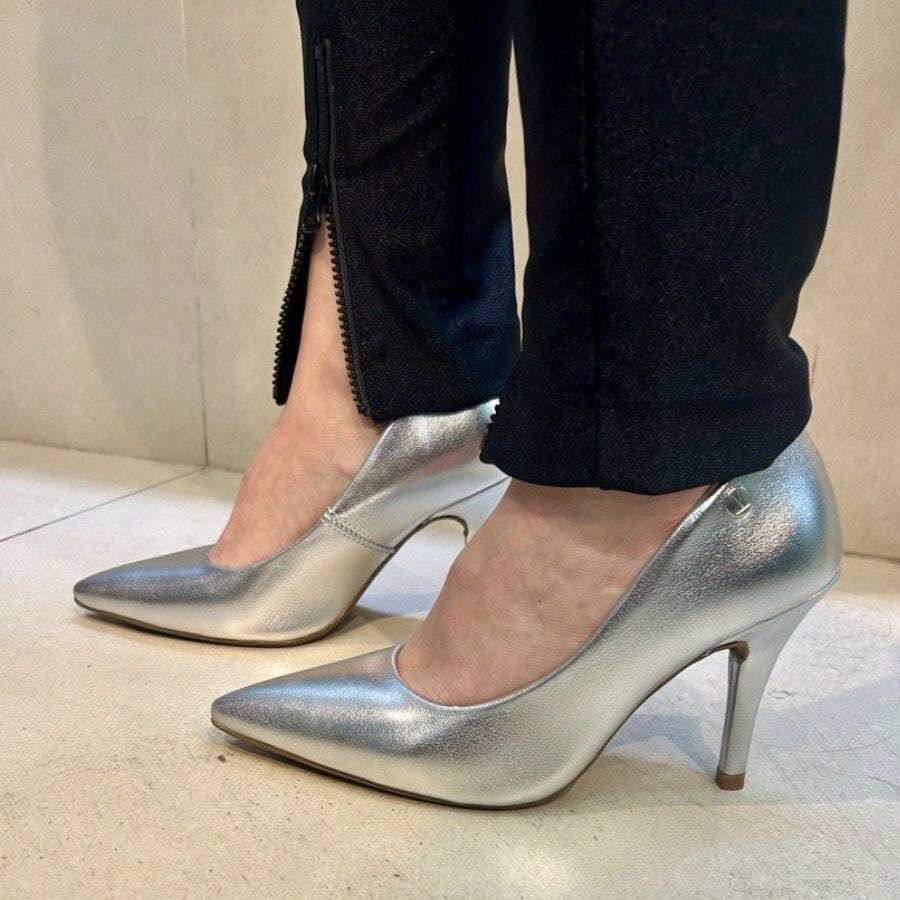 Women's Pointed Toe Pumps Vizzano Original Social Stilleto Silver Casual Party Luxury Elegant Thin Heel - 銀色/金屬色 - 查看 1