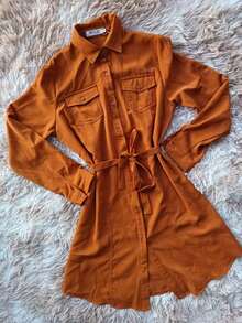 W.G.M Fashion Shirt Dress With Bag - Rỉ Nâu - Xem 4