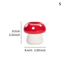 1 件创意可爱白色波尔卡圆点红顶蘑菇形花瓶，彩色树脂材质桌面花盆，适用于家庭、酒店、餐厅桌面装饰和盆栽