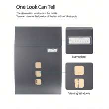 Letter Box With Lock, Wall-Mounted Post Box With Viewing Windows, Name Holder, Weatherproof Post Box With 4 Keys Sleek Curvy Modern Letterbox For Keep Your Mail - 深灰色 - 查看 8