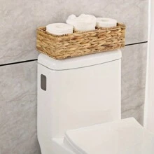 2pcs/1pc Handmade Woven Water Hyacinth Storage Basket - 3 Tiers Rack, Suitable For Toilet Paper & Tank Top Storage, Water Hyacinth Organizer, Room Decor, Home Decor