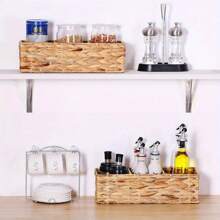 2pcs/1pc Handmade Woven Water Hyacinth Storage Basket - 3 Tiers Rack, Suitable For Toilet Paper & Tank Top Storage, Water Hyacinth Organizer, Room Decor, Home Decor