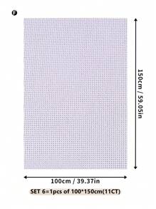 Tecido de Bordado Ponto Cruz para DIY, Fio Uniforme, Dureza de Tecido Adequada, Resultado em Belos Trabalhos, Disponível em Opções de Densidade de Linha 11CT e 14CT, 6 Tamanhos de Corte para Cada Opção - Branco - Ver 15