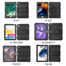 Slim Heavy Duty Shockproof Rugged Protective Case With Built-In Stand For Girls, 3-In-1 Protective Case Compatible With IPad 9th/8th/7th Generation (10.2 Inch 2021/2020/2019) - Purple - View 10