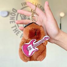 水豚毛绒钥匙扣玩具逼真可爱水豚填充动物玩具水豚吊坠适用于背包手提包生日礼物 - 彩色 - 查看 21