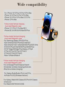 SUONEE 4 合 1 无线充电器支架兼容 Iphone Android 手机设备可折叠无线充电站带夜灯磁性充电器底座兼容 Iphone 16 15 14 13 12 Galaxy S24 S23 S22 AirPods Apple Watch 9 8 7 6 Ultra Galaxy Watch 串行 - 彩色 - 查看 4