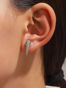 1 Pair S925 Sterling Silver Snake Hoop Earrings With Micro-Inlaid Zirconia Stones, Luxury European & American Design Jewelry For Women, Suitable For Valentine's Day, Anniversary, Birthday, Party, Daily Wear