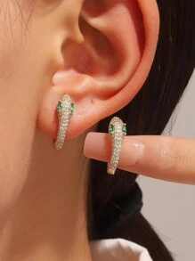 1 Pair S925 Sterling Silver Snake Hoop Earrings With Micro-Inlaid Zirconia Stones, Luxury European & American Design Jewelry For Women, Suitable For Valentine's Day, Anniversary, Birthday, Party, Daily Wear