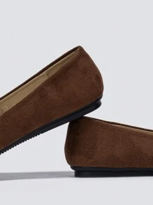 2025年秋季女士尖头金属扣舒适芭蕾平底鞋 - 摩卡棕 - 查看 9