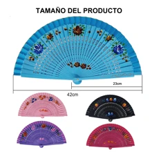 Abanico de madera modelo español. - Azul - Ver 2