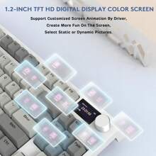 ATTACK SHARK RK86 RGB 75% Wireless Gasket Mechanical Keyboard,Triple Mode Bluetooth5.0/2.4G/USB-C 82 Keys Hot Swappable Gaming Keyboard 4000 MAH Battery W/Knob & 1.2'' HD OLED Display,Linear Switches - Xám - Xem 3