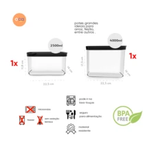 Kit Set Of 2 Hermetic Containers For Food, Rice And Beans - 黑色 - 查看 3