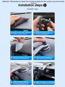 1pc Car Phone Holder, Adjustable Telescopic Suction Cup Photography Stand, Portable - Black - View 9