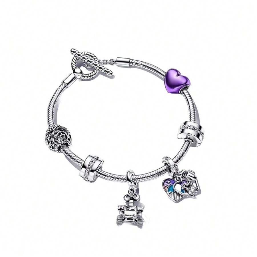 Pulsera Con Dijes Charms Walle Baño Plata .925