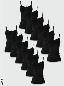 conjunto de 12 pz  de camistas blusas de tirantes en color negro - Negro - Ver 2