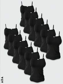 conjunto de 12 pz  de camistas blusas de tirantes en color negro - Negro - Ver 1