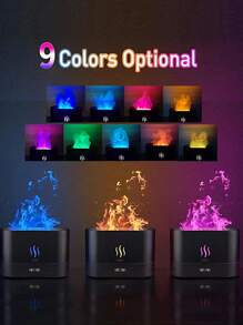 1pc Colorful LED Flame Aroma Diffuser Bedroom Desktop Atmosphere Decorative Lamp Creative Humidifier Light Simulated Flame Ultrasonic Humidifier Portable 7-Color Flame Fireplace Air Aroma Essential Oil Diffuser USB Plug-In