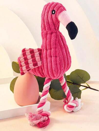 Plüsch Flamingo Haustier Spielzeug mit Sound, hilft zum Zähneknirschen und Rätsellösen, Kord-Stoff