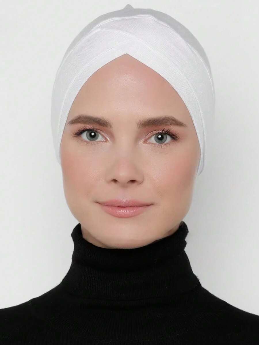 1 件阿拉伯纯色经典简约头巾，内衬头巾，适合日常生活、节日、户外活动头巾，适用于 Abaya 透气帽下面纱衣服