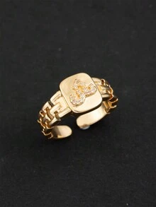 1pc Women's Minimalist Arabic Initial Open Ring (Only Arabic Letters) - Gold - View 20