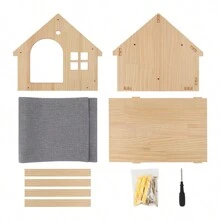 1 Piece Cat Wall Shelf Wooden Cottage, Sturdy Cat House And Perch, Cat Wall Furniture For Sleeping, Playing And Climbing, Can Be Used As A Floor To Ceiling Cat House, Maximum Weight Capacity 12kg (26lb) - gừng - Xem 7