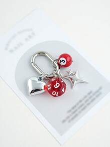 1pc Unisex Heart Shaped Asymmetrical Dice Design Keychain, Bag Pendant Halloween Valentine's Day Valentines Car Accessories Bag Charm