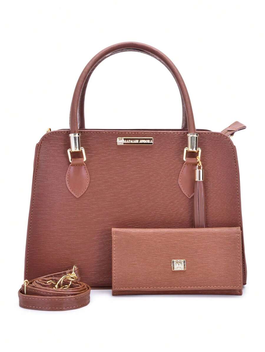 Angike Casual Medium Tote Bag With Shoulder Strap And Crossbody + Women's Wallet - Lạc đà - Xem 1
