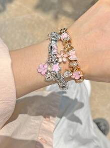 1 件粉色蝴蝶结心形手链，星形 DIY 手链，芭蕾可调节手链，粉色手链 - 櫻花diy手鍊 - 查看 8