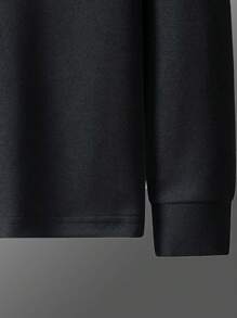 2024春秋新款男士长袖休闲宽松POLO衫，适合秋季 - 黑色 - 查看 4