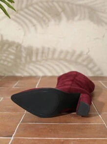 Botas altas de invierno para mujer de talla grande, de tacón alto con cremallera, de estilo casual y para pasarela, color rojo