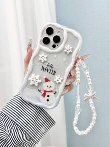 Ốp lưng điện thoại chống sốc hình bông tuyết và người tuyết hoạt hình 3D viền lượn sóng, họa tiết Giáng sinh tự làm, kèm vòng tay hạt cườm thủ công, tương thích với Apple XR/7/8, 15 Pro Max, 13, 14, 11, Galaxy S24, Galaxy S24+, Galaxy S24 Ultra, Galaxy S22, Galaxy A13 4G, Galaxy A52, Galaxy A52s 5G, Galaxy A23, Galaxy A35, Galaxy A25, Galaxy A73, Redmi Note 11, 11 Lite (phiên bản quốc tế, không phải phiên bản nội địa). - Nhiều màu - Xem 3