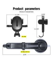 1 件全新汽车仪表盘吸盘手机支架，强力吸力，不阻挡视线，通用手机支架 - 黑色 - 查看 4