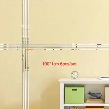 مجموعة من 6 شرائط أكريليك طويلة مزينة بالزخارف السوداء والذهبية والفضية، خطوط زخرفية بسيطة، متوفرة بألوان متعددة، ملصقات حائط إبداعية. لا تبهت، سهلة الصيانة، تفتح مشاهد أكثر وتكسر قيود المساحة. الجانب الخلفي لاصق ذاتي والجانب الأمامي به غشاء واقي لحماية أفضل، مما يجعل جودة المنتج أكثر ضمانًا، ملصقات، ملصقات حائط، ملصقات فينيل لديكورات المنزل، عناصر ديكور الربيع تنعش منزلك، ملصقات ديكور رامة هدايا عيد الميلاد والتخرج