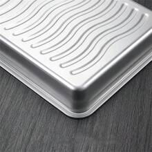 不锈钢托盘，方盘，上菜盘，烤盘，饺子盘，饺子容器，储物盒，密封容器，大容量盘子，带盖烤盘，鱼、鸡、披萨烤盘圣诞礼物 - 銀色 - 查看 6