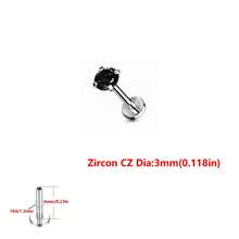 ADYJELY 1/5pcs Stainless Steel Hypoallergenic Inlaid Transparent CZ Lip Nails Nose Rings Studs 16G Internally Threaded Labret Medusa Lip Studs Conch Tragus Earrings Studs Red Pink Blue Black 3mm 4mm 5mm Piercing Jewelry Decoration For Women And Men
