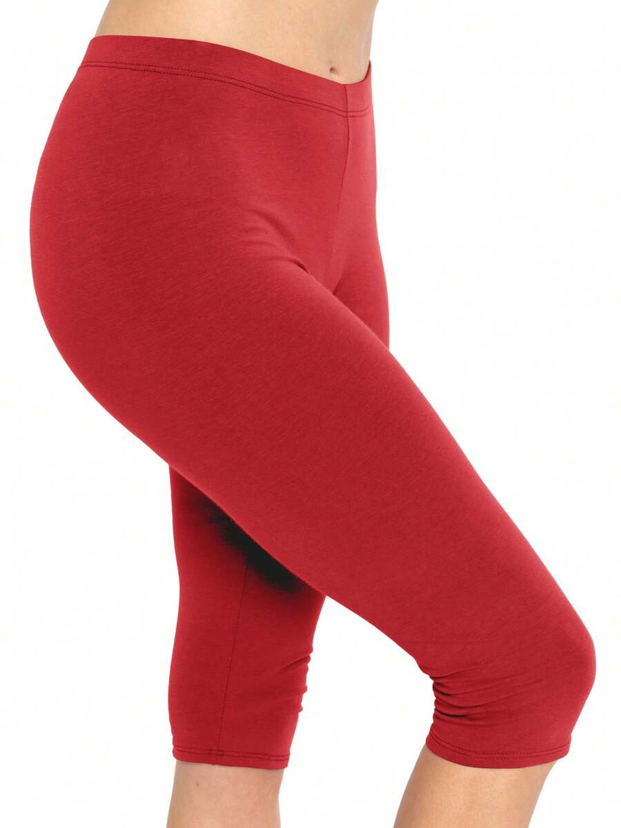 Women's Plus Size Knee-Length Capri Cotton Leggings | X-Large - 7X Adult - 紅色 - 查看 1