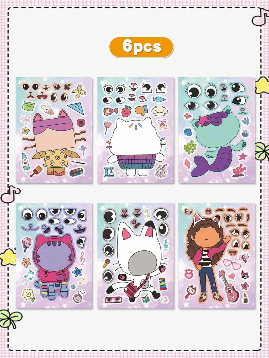 Dollhouse diy make a face stickers cute gabbys stickers make your own