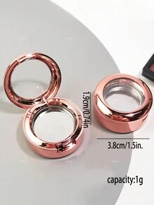 1pc Rose Gold Plated Eyeshadow Palette With Makeup Sponge & Magnetic Plate, 1g Mini Refillable Makeup Compact For Travel - Multicolor - View 6