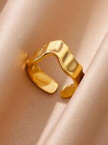 1 Stück Klassischer Mode Edelstahl Ring für Frauen und Mädchen, 18K Goldplattiert, wassergeschützt, geeignet als Hochzeits-, Geburtstags- oder Jahrestags-Geschenk