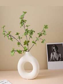 1 szt. Wazon plastikowy wykonany z PP, odporny na upadki i nie tłukący się Biały wazon z suszonymi kwiatami do salonu, biura, salonu, wystroju domu (bez kwiatów) Biały wazon do wystroju domu, minimalistyczny nowoczesny wazon z suszonymi kwiatami - Okrągły styl - Zobacz 5